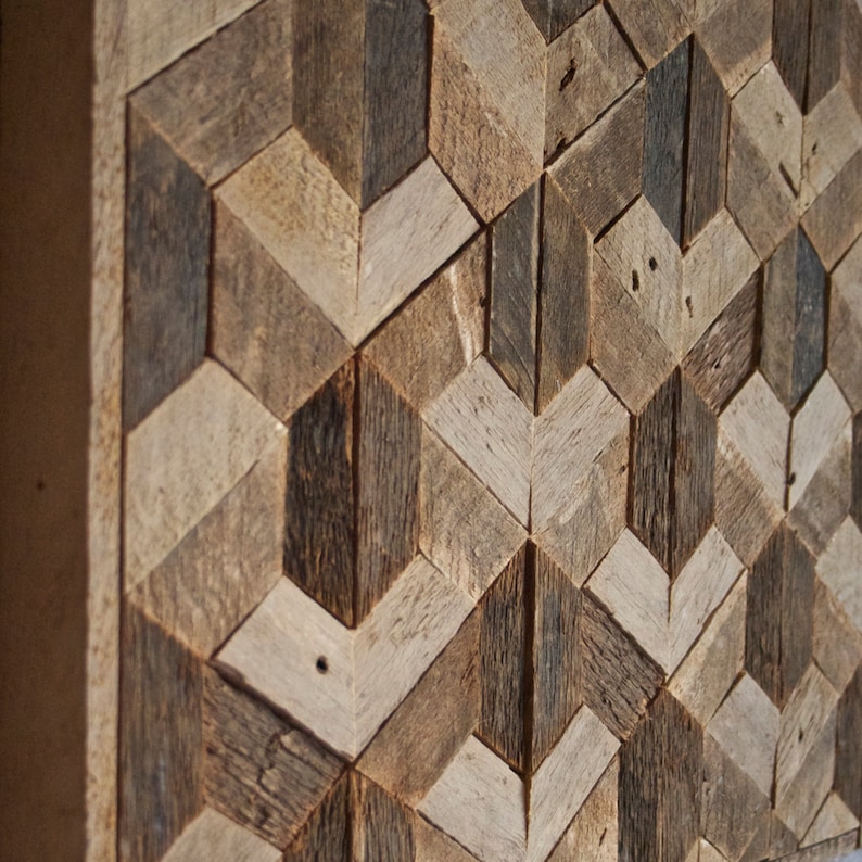 Reclaimed Wood Wall Art Decor Lath Pattern Geometric Etsy