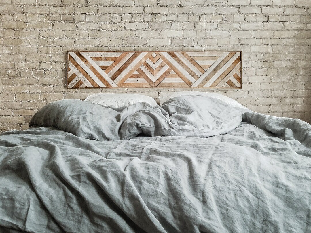 Reclaimed Wood Wall Art, Queen Headboard, Wood Wall Decor, Geometric