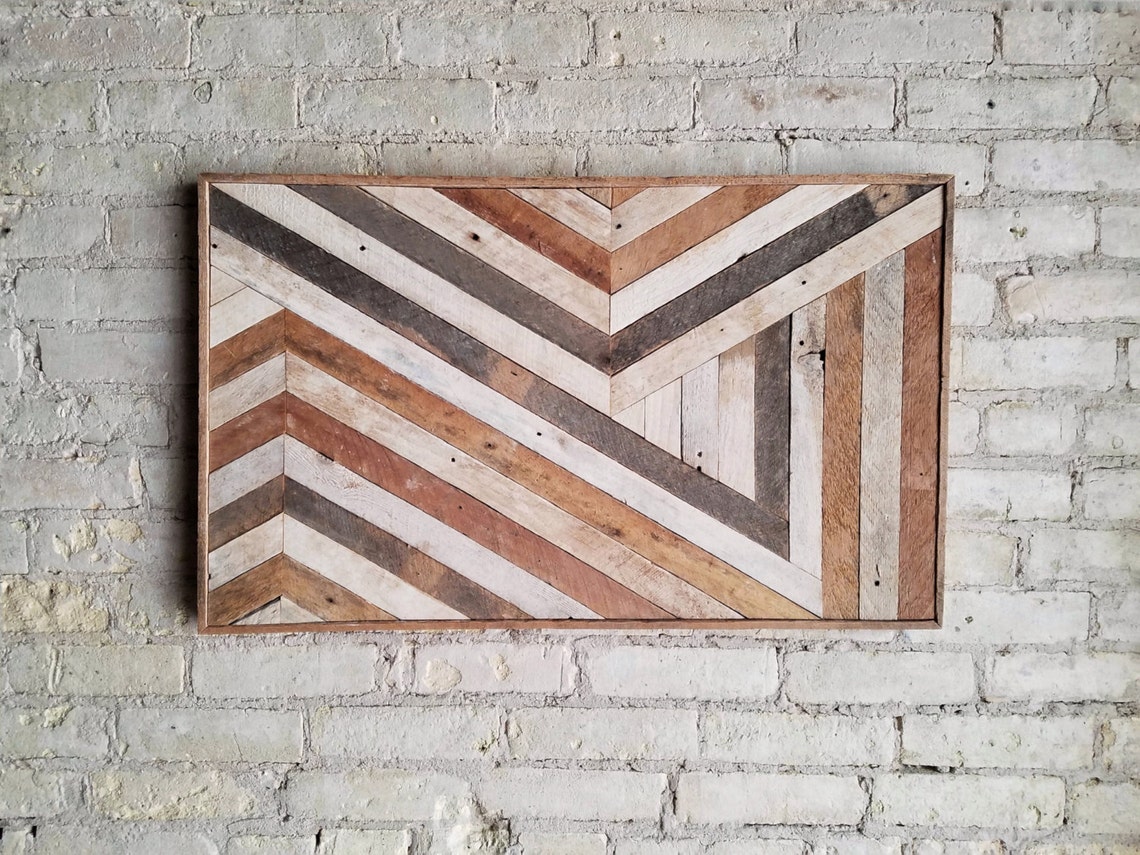 Reclaimed Wood Wall Art Wall Decor Abstract Chevron - Etsy