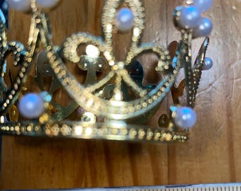 Tiara small gold with white stones professionally made set of 3