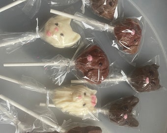 Assorted dog chocolates on stick individually wrapped puppies doggos