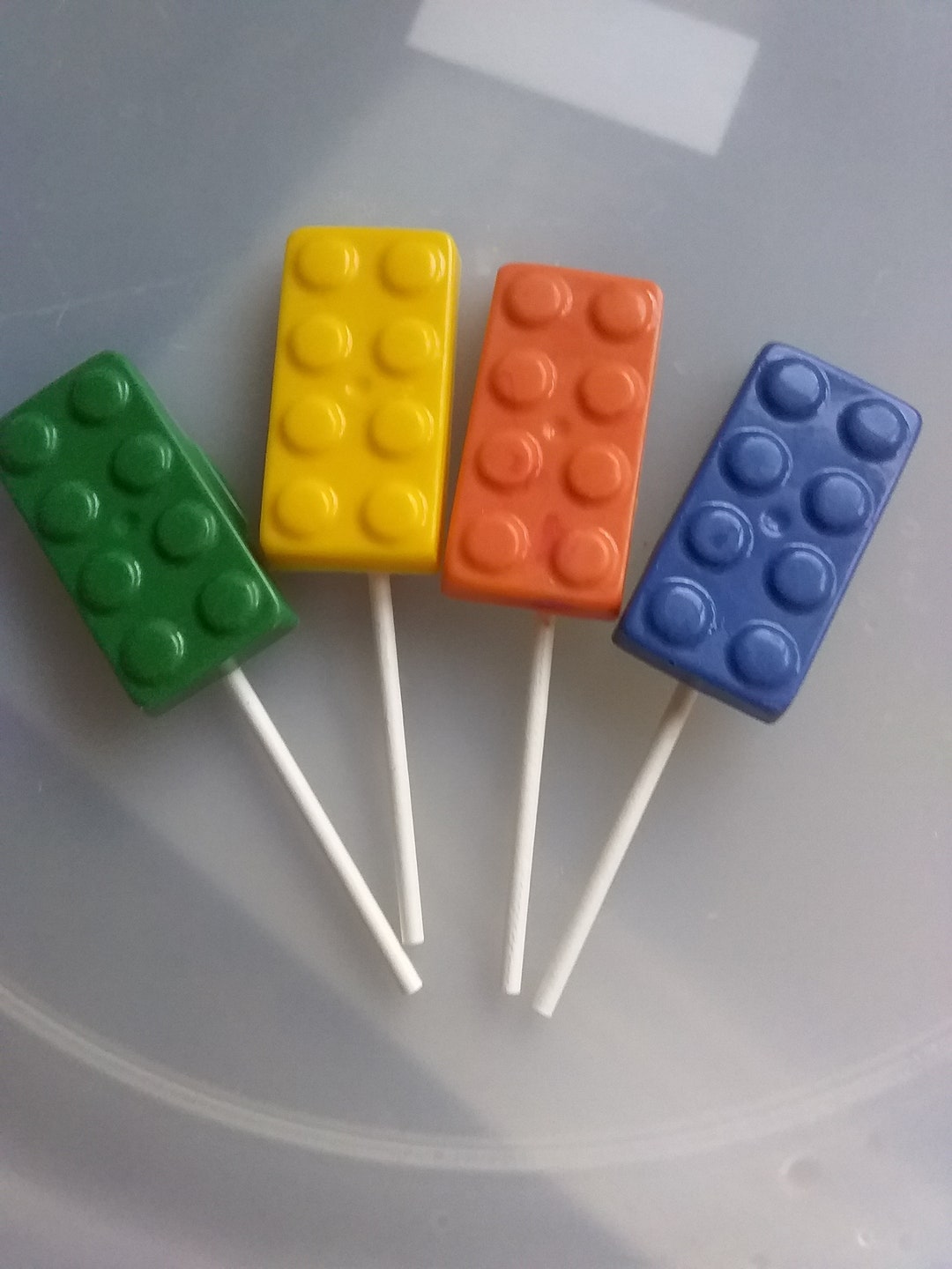 Building Blox Solid Chocolate Set of 4 Assorted Color Candy Suckers