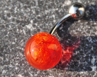 Bauchnabel-Piercing Hula Pearl "Tangerine Lava Wave" - Piercing Schmuckstück aus Glas und Titan