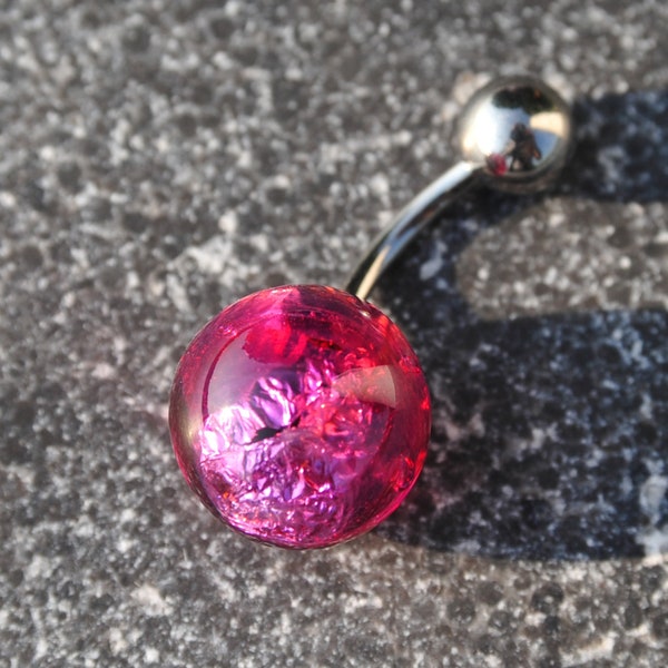 Piercing nombril Hula Pearl "Pink Orchid Wave" - bijou piercing en verre et titane