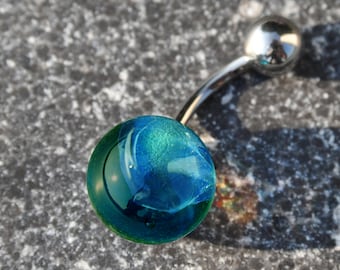 Bauchnabel-Piercing Hula Pearl "Green Reef" - Piercing Schmuckstück aus Glas und Titan