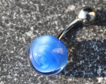 Bauchnabel-Piercing Hula Pearl "Hawaii Blue Moon" - Piercing Schmuckstück aus Glas und Titan