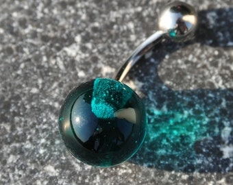 Bauchnabel-Piercing Hula Pearl "Green Lagoon" - Piercing Schmuckstück aus Glas und Titan