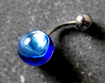 Bauchnabel-Piercing Hula Pearl "Blue Reef" - Piercing Schmuckstück aus Glas und Titan