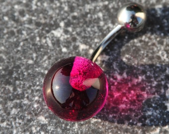 Bauchnabel-Piercing Hula Pearl "Pink Orchid" - Piercing Schmuckstück aus Glas und Titan