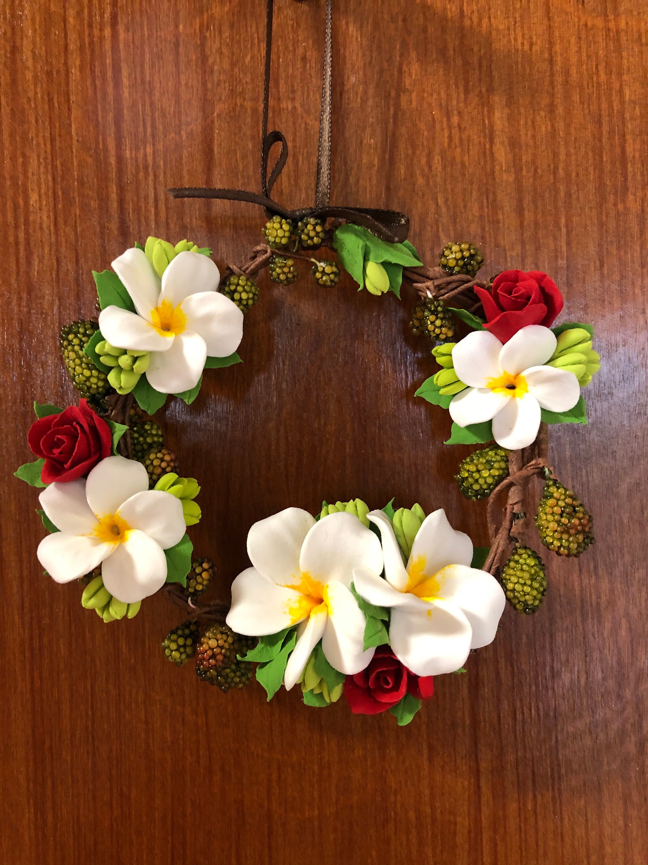 Hawaii Wreath 2: Flowers include Plumeria and Red Rose. Made | Etsy