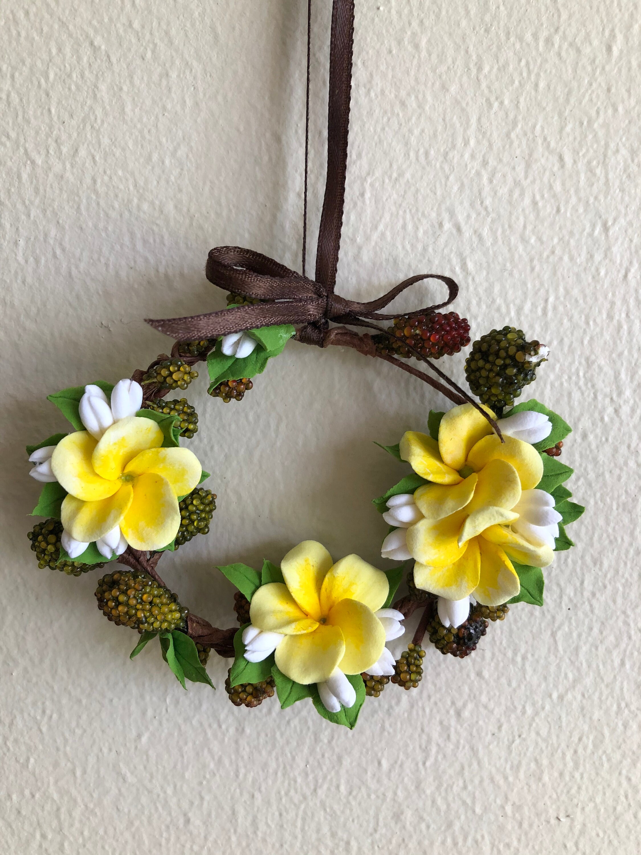 Plumeria Wreath 3 piece set 3. Other flowers include Etsy