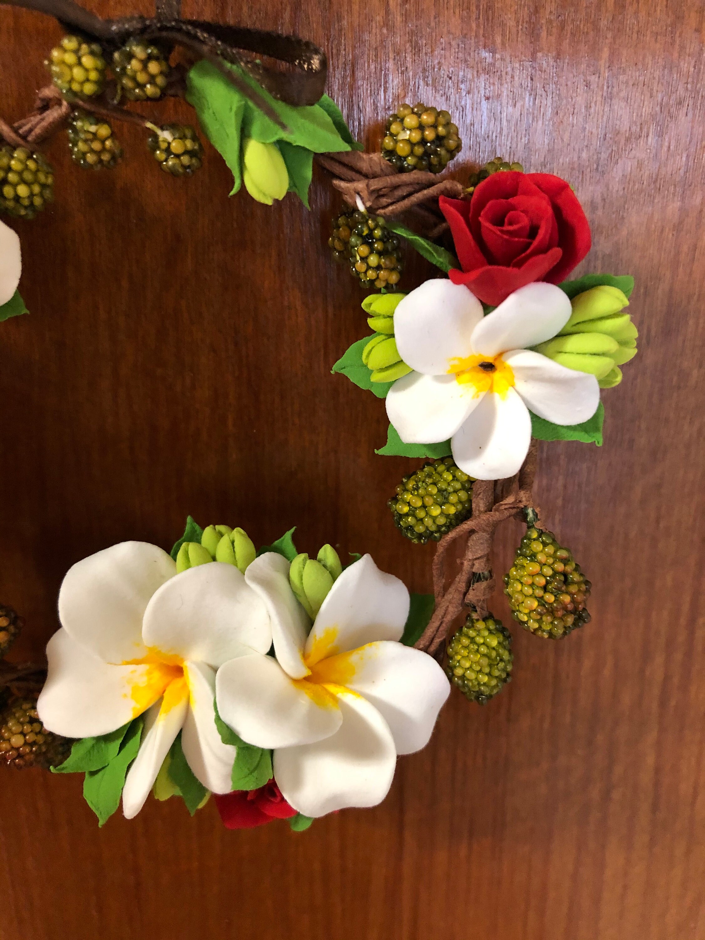 Hawaii Wreath 2: Flowers include Plumeria and Red Rose. Made | Etsy