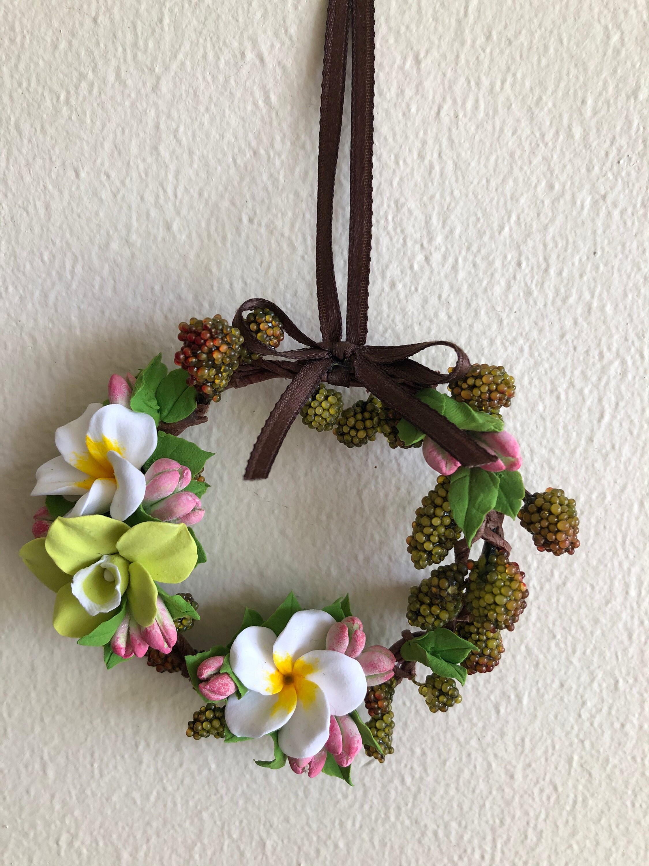 Plumeria Wreath 3 piece set 2. Other flowers include Etsy