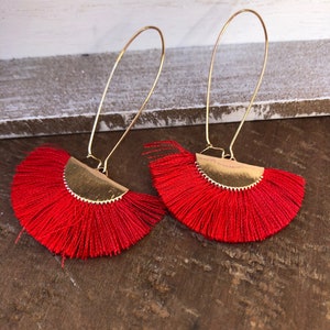 Red Tassel Earrings image 4