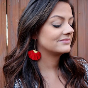 Red Tassel Earrings image 1