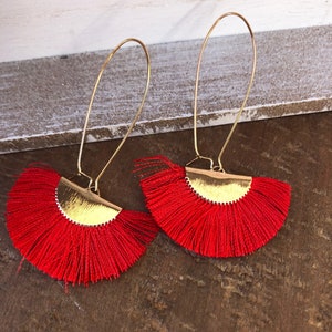 Red Tassel Earrings image 5