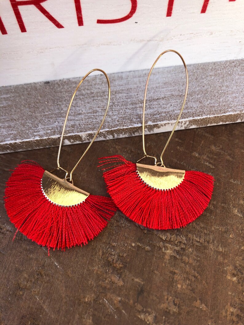 Red Tassel Earrings image 5