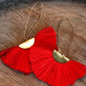 Red Tassel Earrings image 2