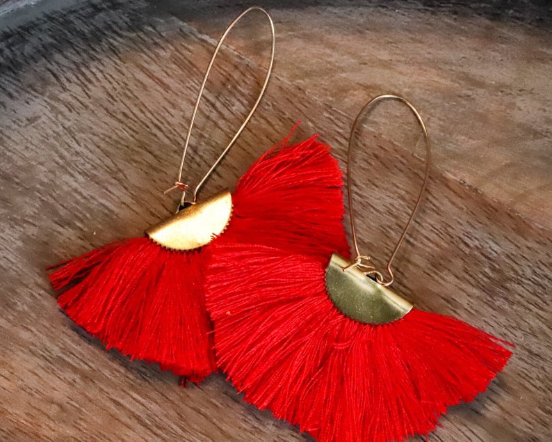 Red Tassel Earrings image 2
