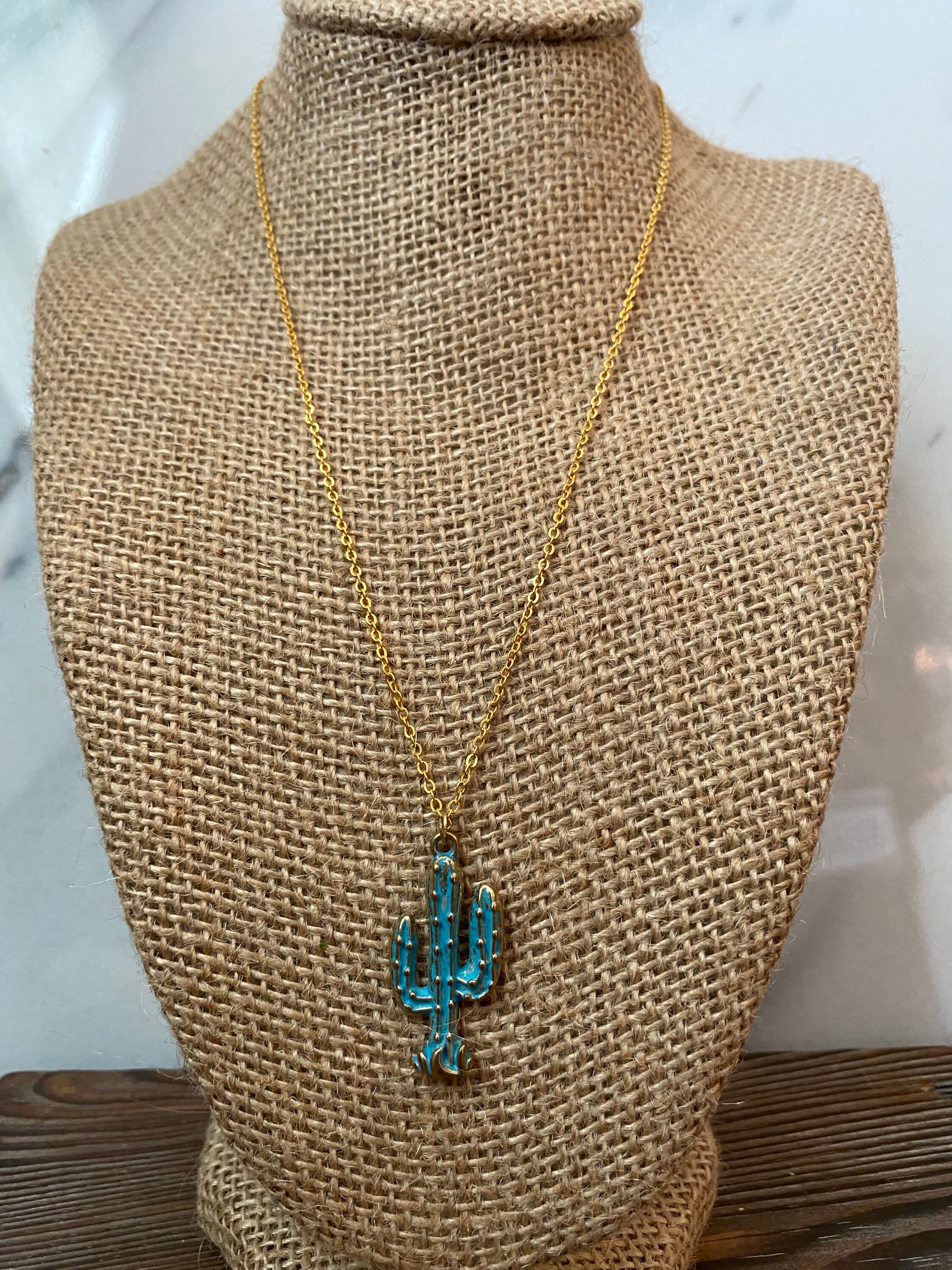 Turquoise Cactus Necklace Etsy Australia