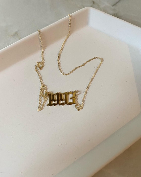 Gold plated year necklace deals