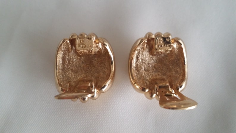 Pierre Balmain earrings vintage Laiton Gilded clip | Etsy