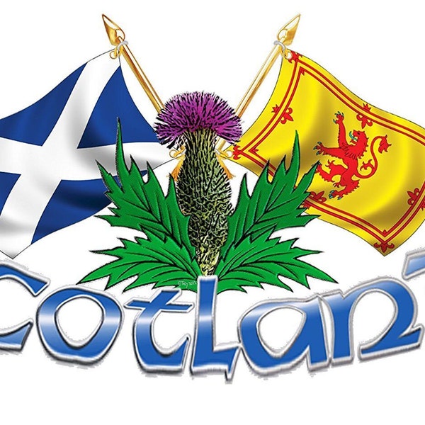 Medium Scotland Thistle & Cross Flags Sticker