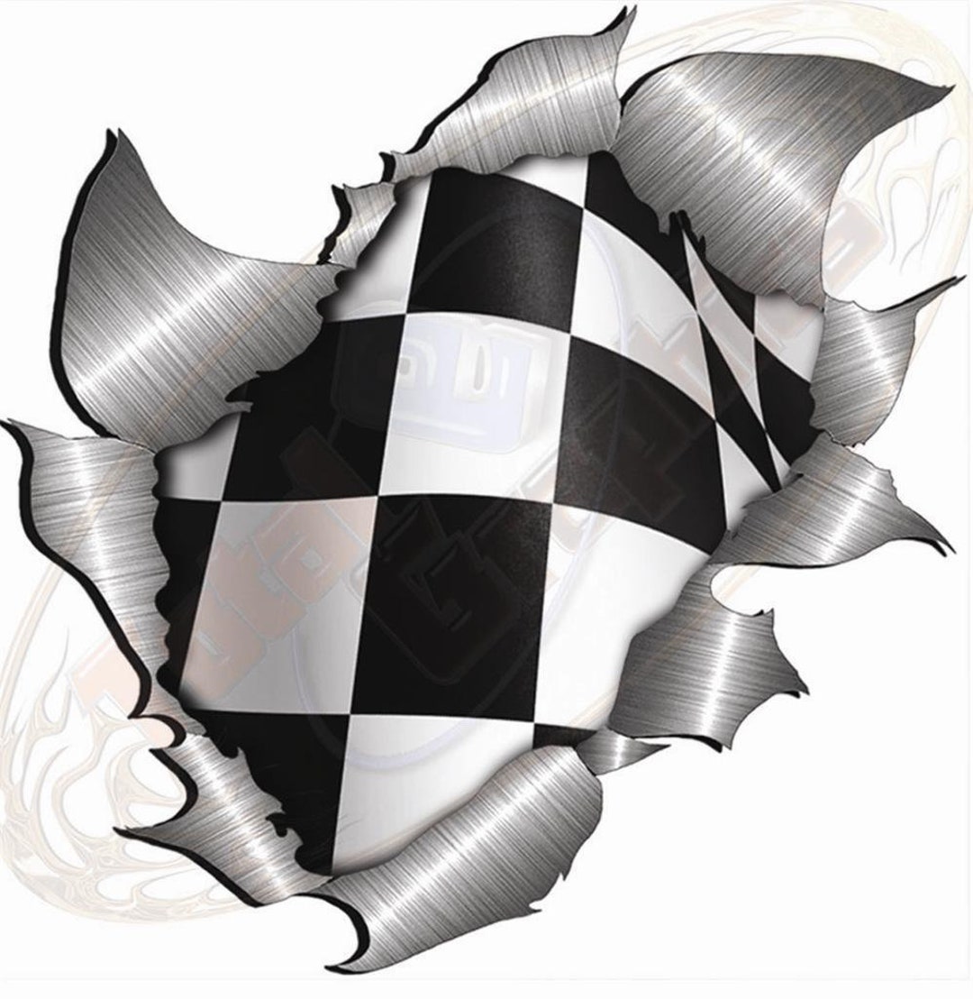 Small Metal Rip Torn Chequered Flag Sticker - Etsy