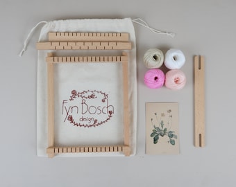 Botanical Weaving Kit: DIY Nature Weave, Wooden Loom, Cotton Yarns