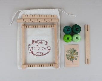 Botanical Weaving Kit: DIY Loom, Natural Cotton Yarn, Redouté Inspired