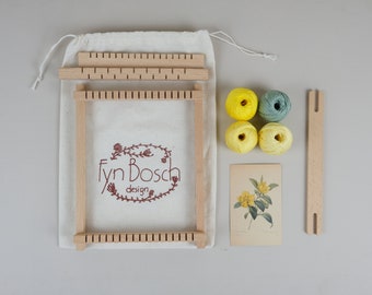 Botanical Weaving Kit | DIY Loom, Natural Fibers, Redouté Illustration
