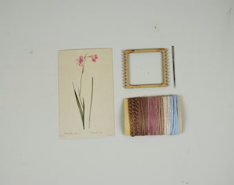 Botanical Weaving Kit, Pink Gladiolus, Natural Fibers, DIY Loom