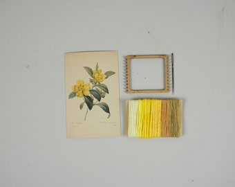 Botanical Weaving Kit, Yellow Dillenia, Natural Fibers, Art Yarns