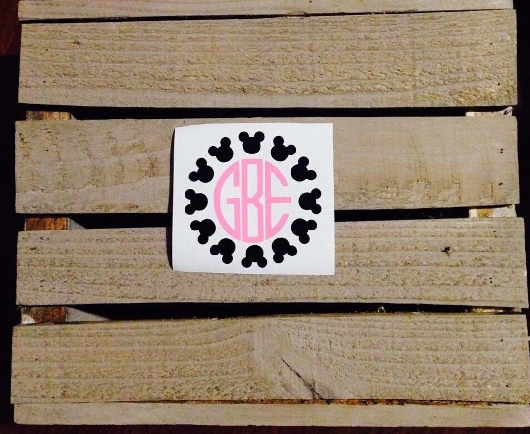 Mouse Head Circle Decal With Monogram - Etsy