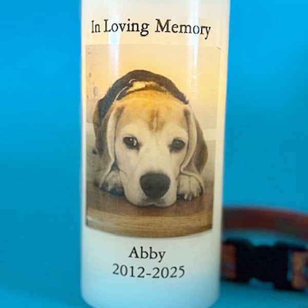 Personalized Pet Memorial LED Candle: Custom Photo Keepsake