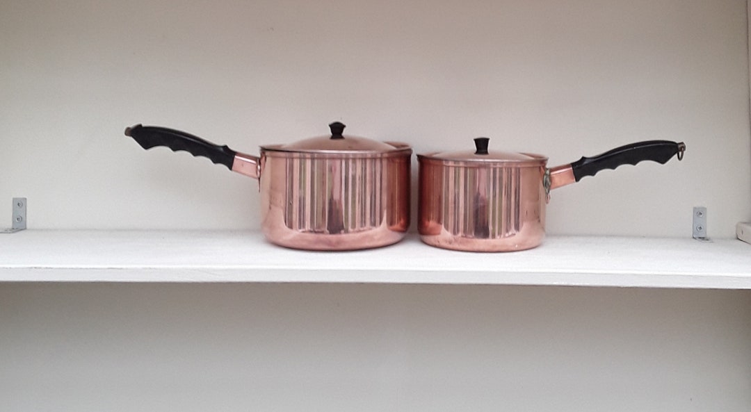 Vintage Copper Saucepans With Lids and Bakelite Handles. 1 Etsy
