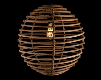 Grande suspension Boho en forme de globe,  bohème,  suspension en rotin,  plafonnier naturel, style Plage, haute qualité, lampe en osier