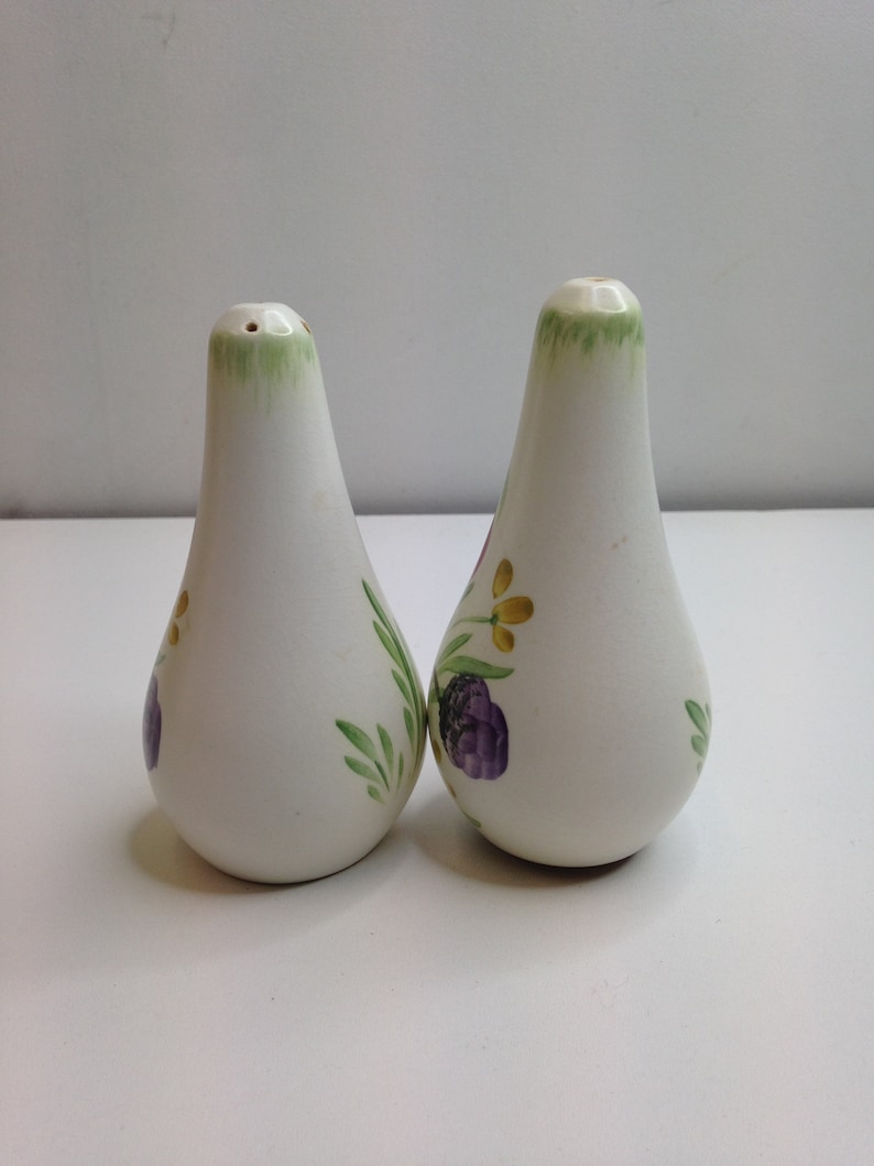 Lovely Pretty Condiment Set Vintage 1980/'s Salt /& Pepper Pots Cruet Set Pink and Purple Poppies Floral Detail In Good Condition