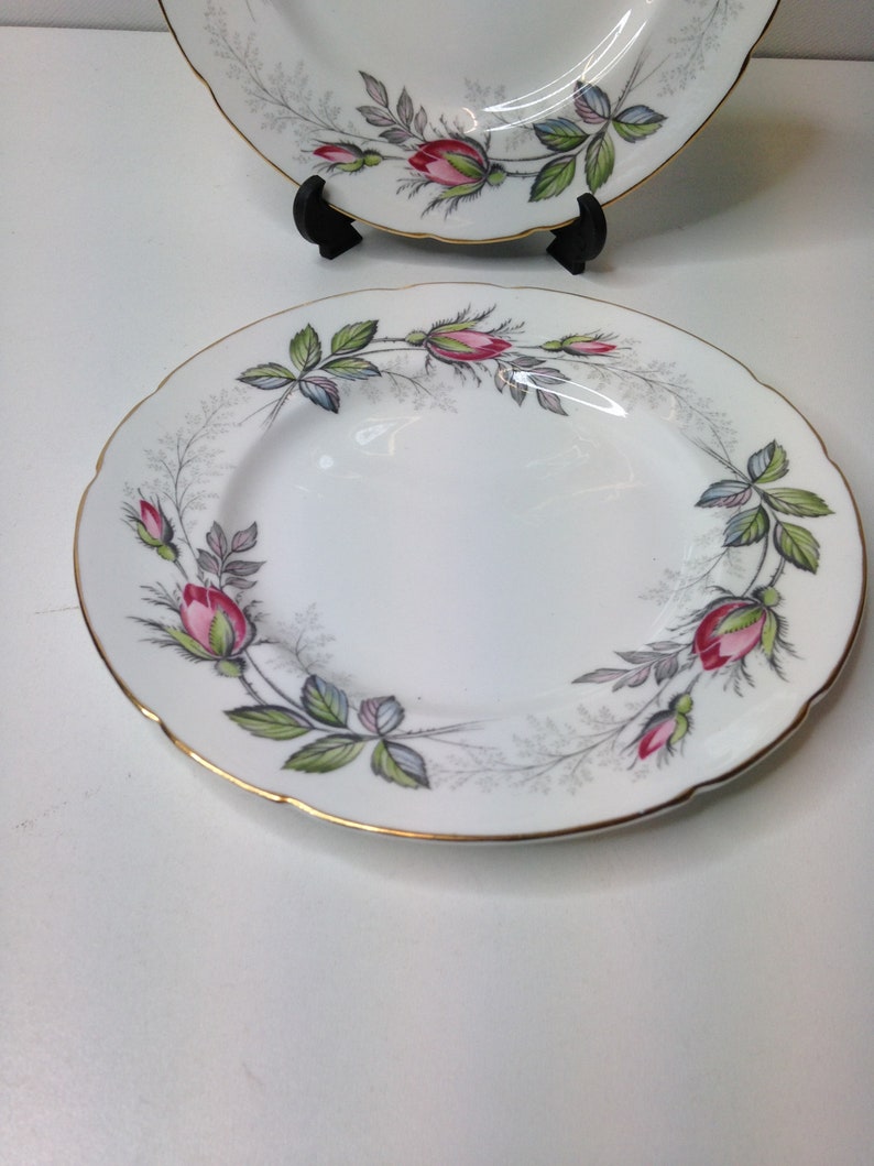Vintage Pair of Paragon Bridal Rose Side Plates c1950 Floral Pattern in Good Condition
