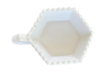 Vintage Westmoreland Class Co Hexagonal English Hobnail Milk Glass Dish - White