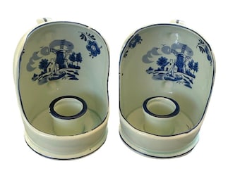Vintage Enesco Procelain Japanese Candle Holders Windmill Design Set Of 2