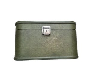 Vintage 1950-1960"s Green Train Case Cosmetic Luggage Hard Shell Mid Century