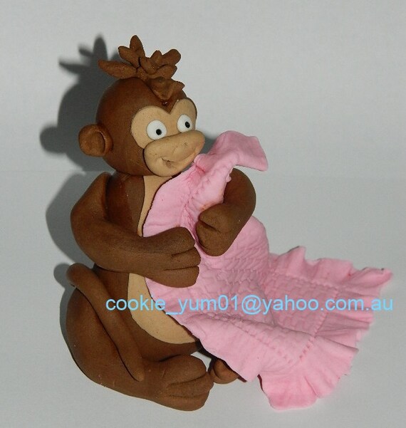 1 Comestible 3d Mignon Bebe Singe Tenant Un Doudou Gateau Etsy