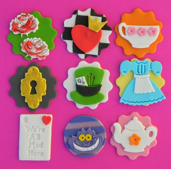 9 Edible Alice In Wonderland Theme Cupcake Wedding Topper Etsy