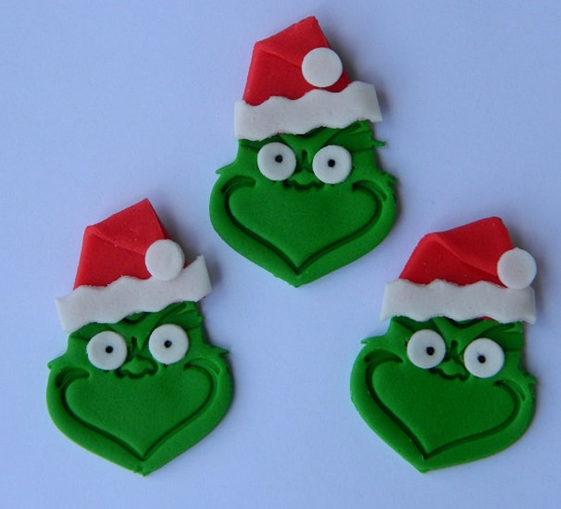 12 edible GRINCH INSPIRED SANTA cake cupcake toppers Etsy