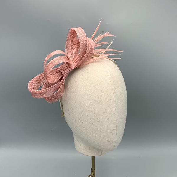 Dusky pink fascinator, wedding bridesmaid