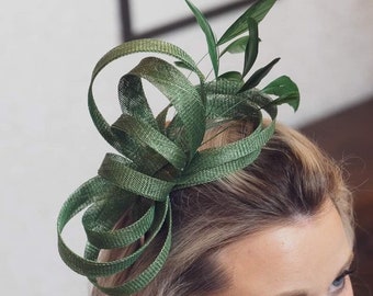 Dark green fascinator, wedding, kentucky derby