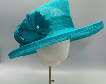 Jade wedding hat, kentucky derby, ascot, sinamay hat