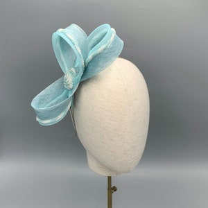 Aqua blue sinamay fascinator, wedding fascinator