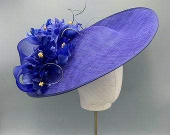Royal blue saucer hat fascinator